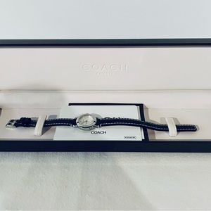 Coach Ladies Watch with Black Leather Strap, beautiful condition in original box